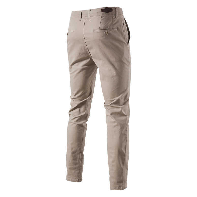 Айопесон повседневные хлопковые брюки с твердым цветом Slim Fit Men's Banns Новая весенняя осень высококачественные классические бизнес -брюки Menlf20230824.