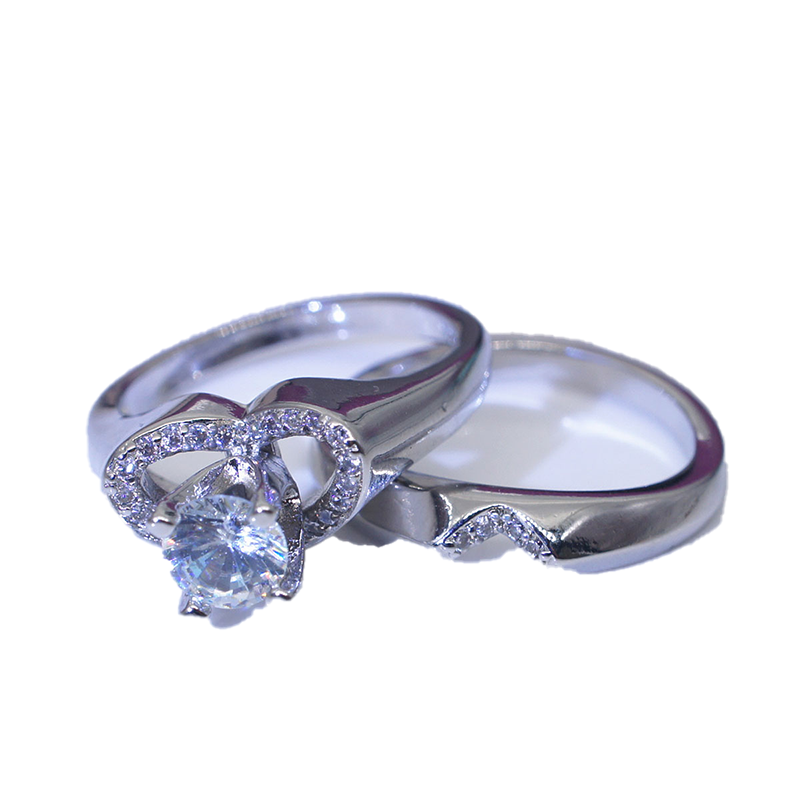 Ny kreativ hjärtformad diamantring kvinnlig europeisk och amerikansk mode generös förlovningsring set ring hel2643996
