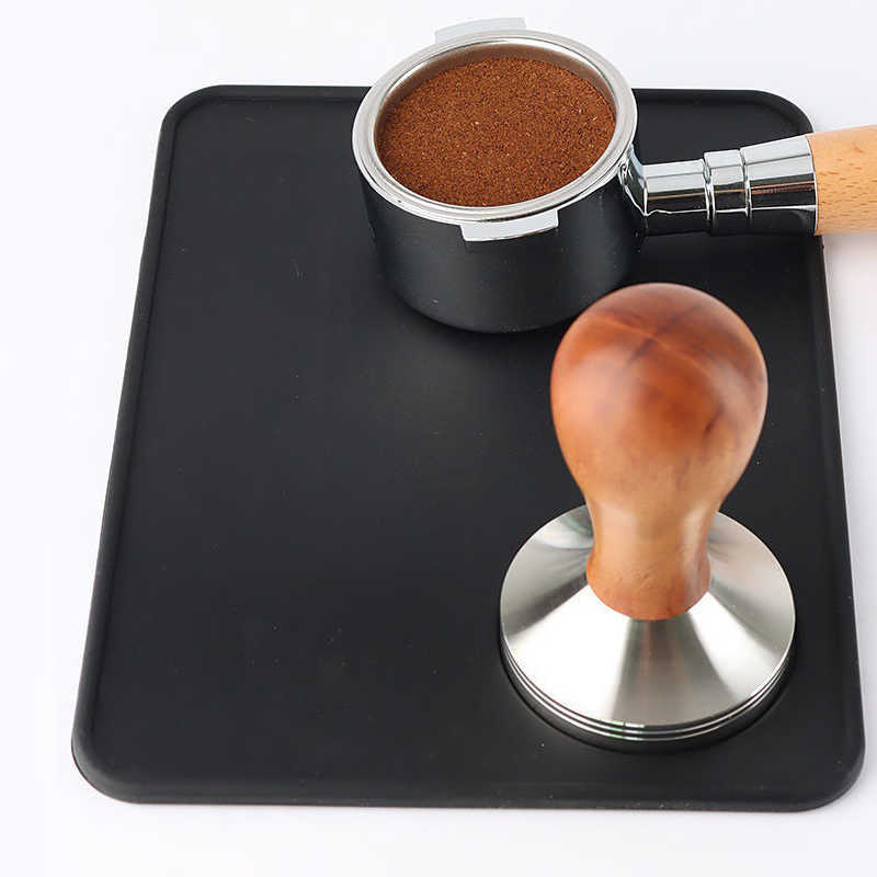 20cm Coffee Tamper Mat Tamping Rest Holder Corner Edge Pad Black Office Bar Shop Silicone Espresso Tamping Mat Tamping Station HKD230810