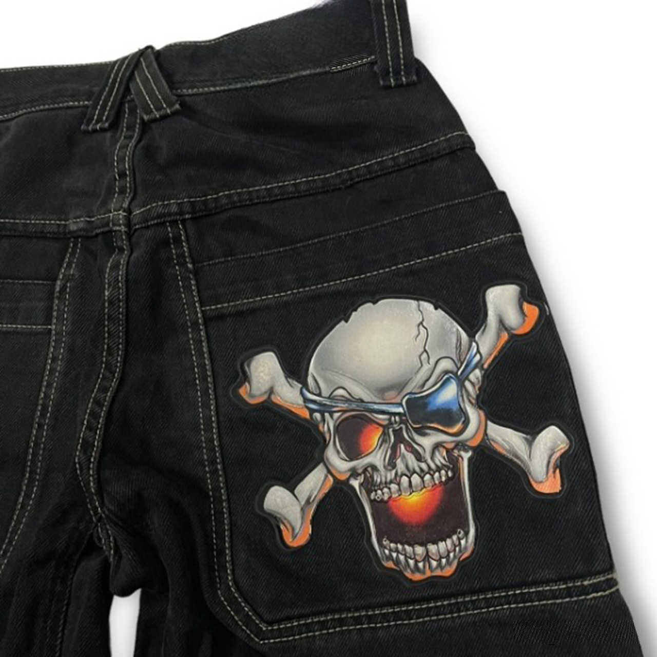 Y2K Denim Shorts hommes Hip Hop surdimensionné Baggy jean femmes poche Vintage genou longueur Denim pantalon gothique graphique pantalon décontractéLF20230824.