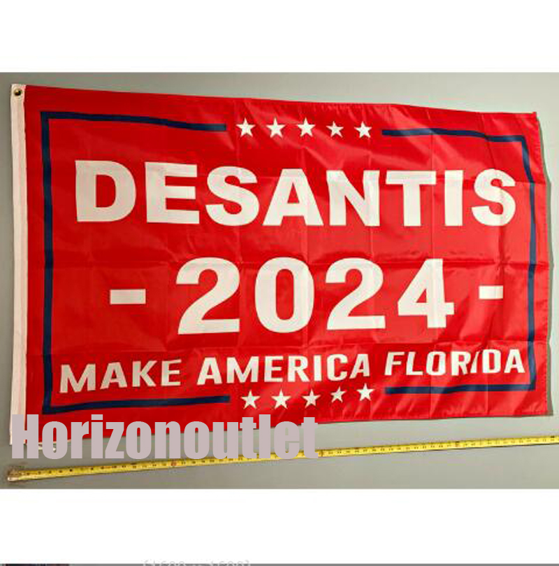 Ron Desantis pour l'élection du président 2024 Drapeau américain 90 x 150 cm 3 x 5 pieds Make America Back Florida Home Garden Banner Décorations aux États-Unis