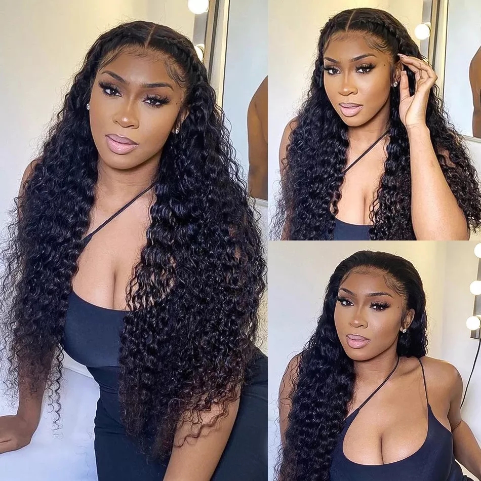 13x6 Deep Wave Frontal Wig Brazilian 5x5 Closure HD 습식 및 물결 모양의 레이스 전면 가발 물 곱슬 곱슬 인간 머리 가발 여성을위한 13x6