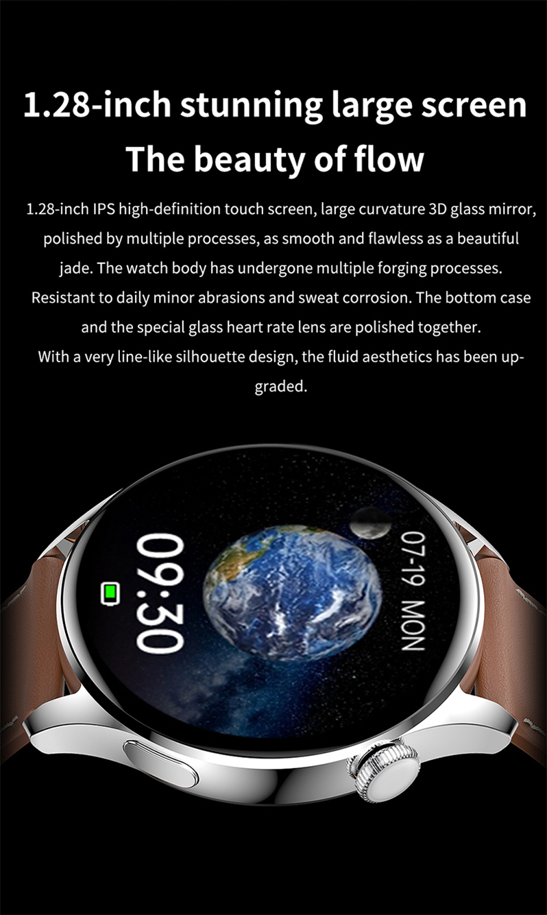 GT5 Smart Watch NFC Answer Call Fitness Tracker Wireless Charging 1.28 inch Round Clock DIY Dial for Phone IOS Android Smartwatch