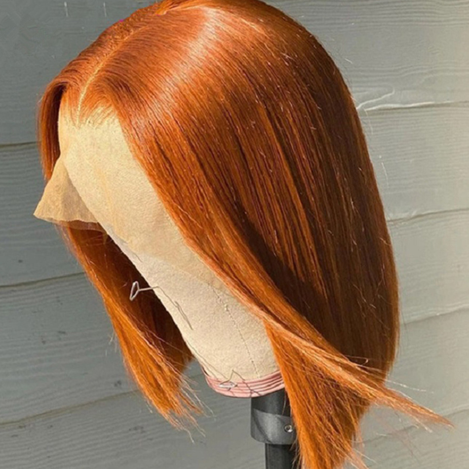 Orange Ginger Lace Front Human Hair Wigs Short Bob Wig Lace Front Human Hair Wig for Women Glueless Bob Hair Wig Human Hair 180%