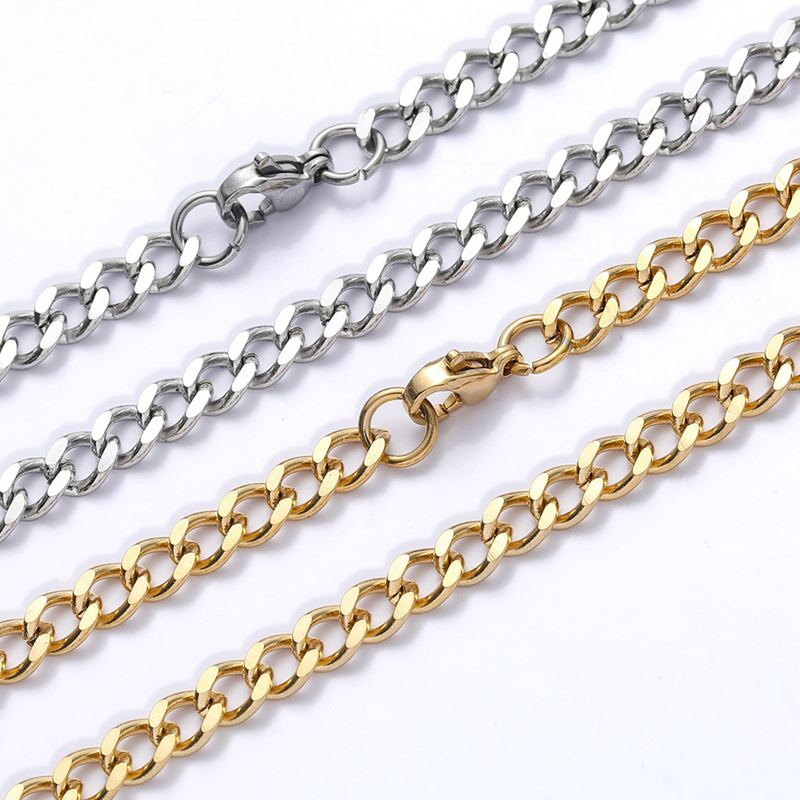 Męskie złote łańcuchy naszyjniki ze stali nierdzewnej kubańska łańcuch łącza tytanowy czarny srebrny naszyjnik bioder biżuteria 3mm4833630