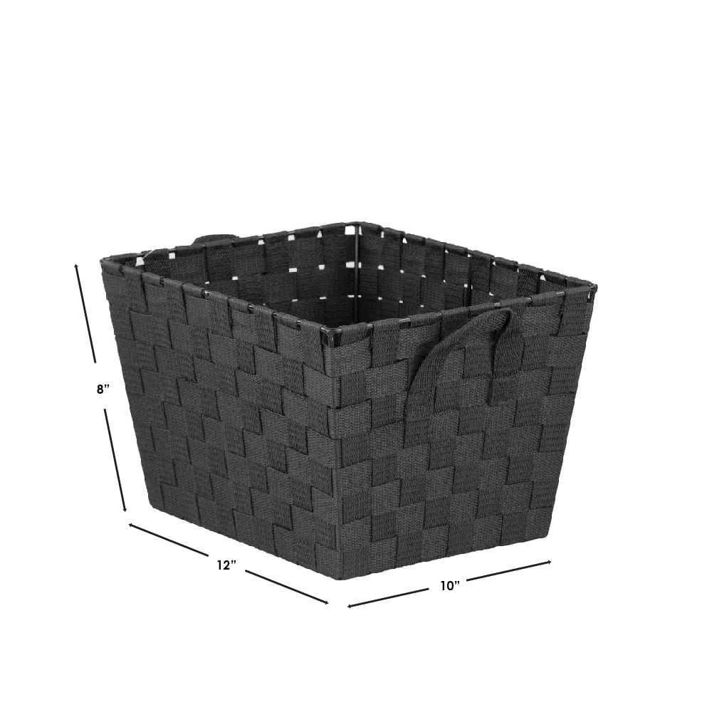 Medium Polyester Woven Strap Storage Bin med handtag Black 4 Pack Gratis frakt HKD230812