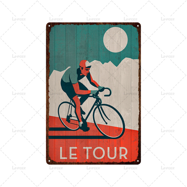 Plaque métallique de vélo rétro de dessin animé, plaque métallique de Tour de vélo, affiche en métal de course de Majorque, autocollants muraux de Bruxelles et de Paris, signe minable, décor de grotte d'homme de maison, 30x20cm w01