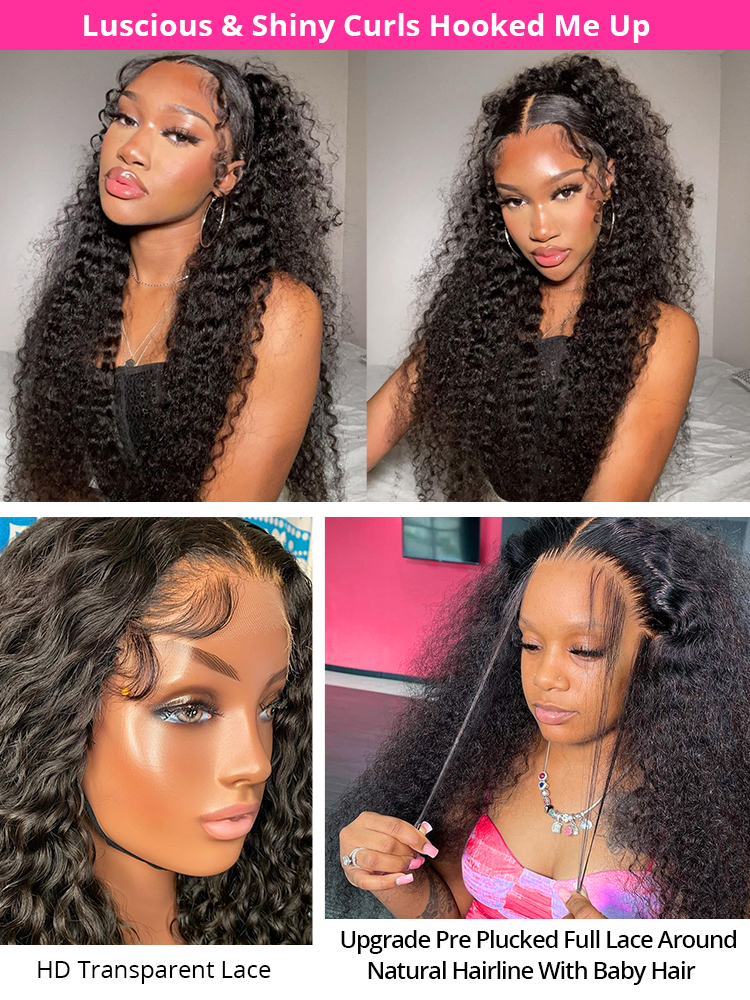 360 Lace Frontal Wig Human Hair Deep Wave Frontal Wigs Curly Human Hair Wig Brazilian Water Wave HD Lace Front Wigs for Women