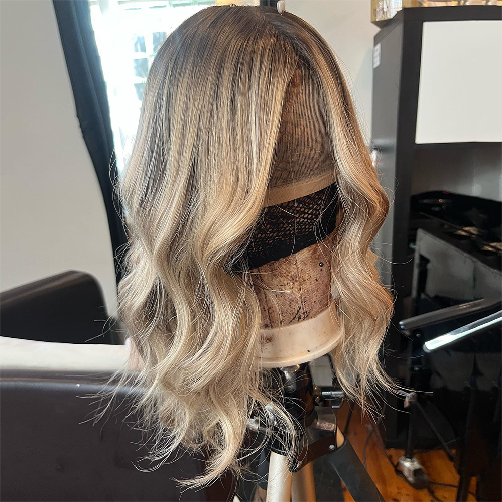 Brazilian Human Hair Lace Front Wig 220%density Brown Blonde Highlights Wig Cheap Lace Part Wig for Women HD Lace Short Wave Wig