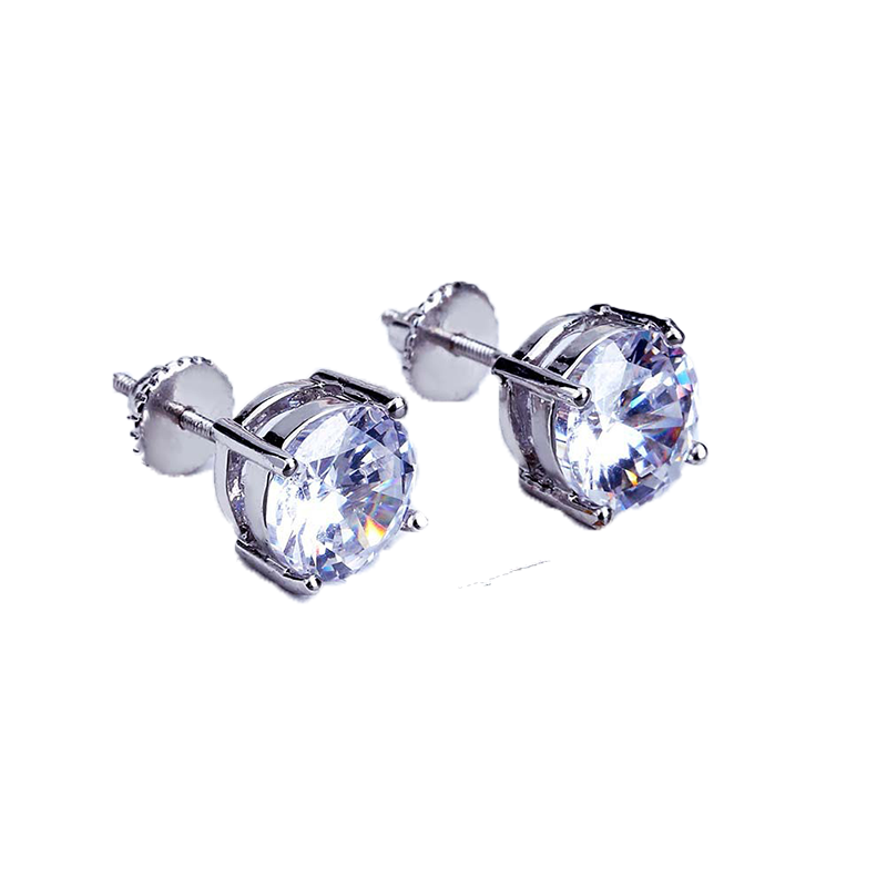 Vergulde ronde volledige CZ Stud Earring van heren hiphop sieraden Womens Stud Oorbellen met zirkoonsteen 8 mm verjaardagscadeaus8791902