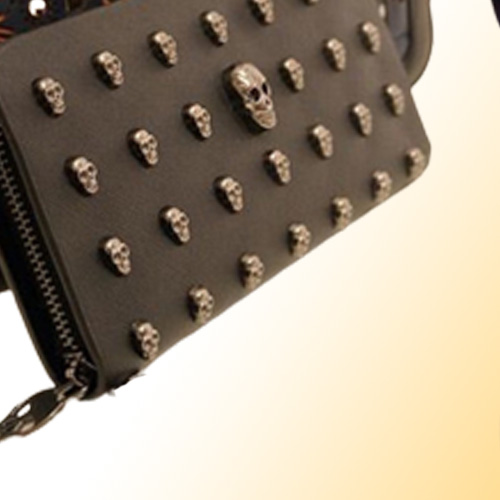 2017 Women Wallets Metal Skull Wallet Card Purse Leather Wristlet Portefeuille Handbags Carteira Feminina5733473