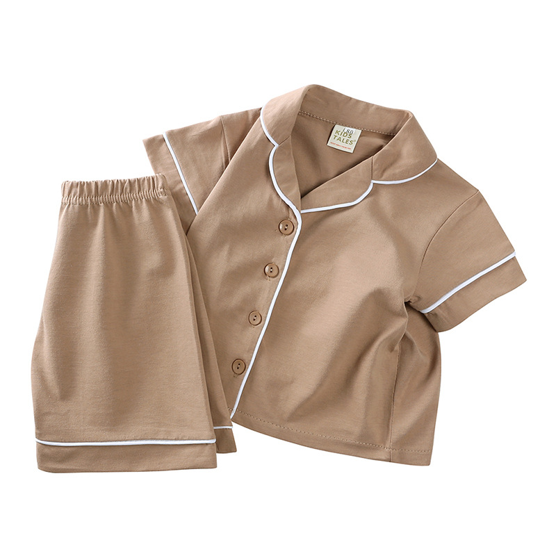 Ensemble de tenues en coton pour bébés enfants, 2 pièces, hauts boutonnés à manches longues + pantalons longs, vêtements solides pour garçons et filles, printemps-automne