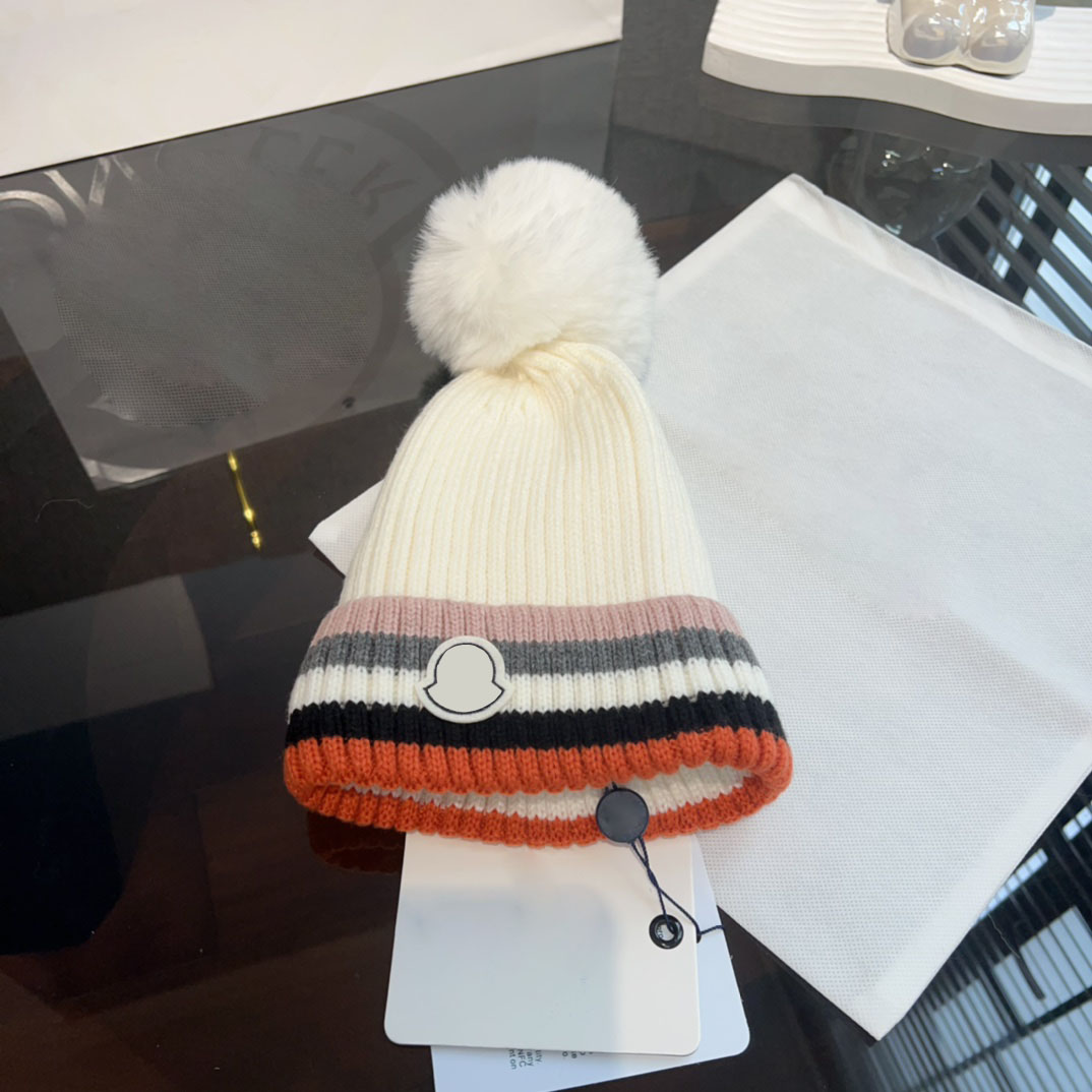 Women's Rainbow Color Fashion Designer beanie Hat Autumn and Winter Warm Outdoor Vacation Sports Letter Embroidery bonnet