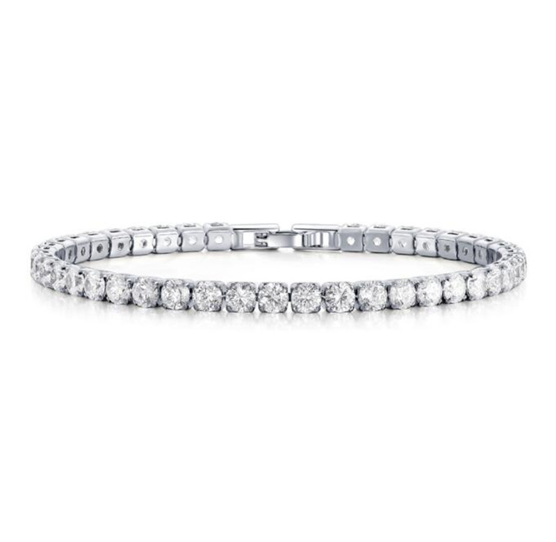 Fashioh hip hop 4mm cz tennis bracelet blanc cubique zircon perles hommes bracelet chaînes brin bracelets pour femme pulseiras bijoux argent cristal bracelets
