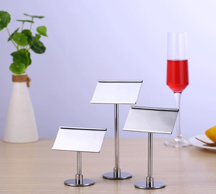 Party Supplies Stainless Steel Sign Stand Ticket Metal Frame Tabletop Place Card Holder Food Menu Jewelry Clothes Price Tag Label Display Rack SN4453