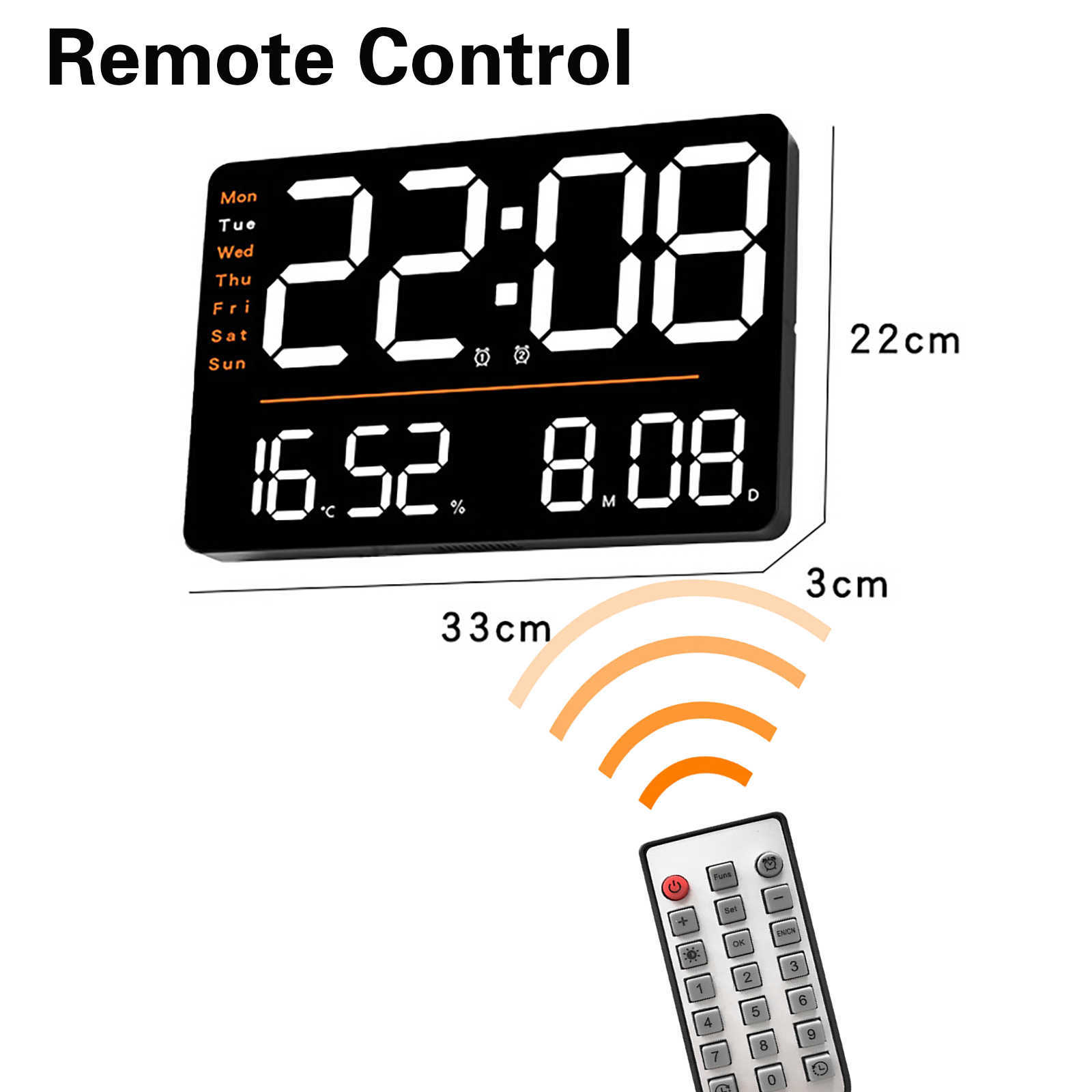 LED Large Digital Wall Clock Remote Control Temperature Date Week Display Adjustable Brightness Modern Living Room Alarms Clocks HKD230825 HKD230825