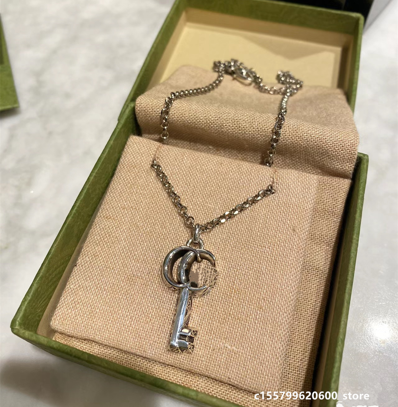 925 srebrny srebrny luksus designerski kluczowy naszyjniki wisiorek łańcuch dla kobiety mężczyźni moda ślub urok ghost biżuteria g Podwójne urodziny akcesoria marmont van