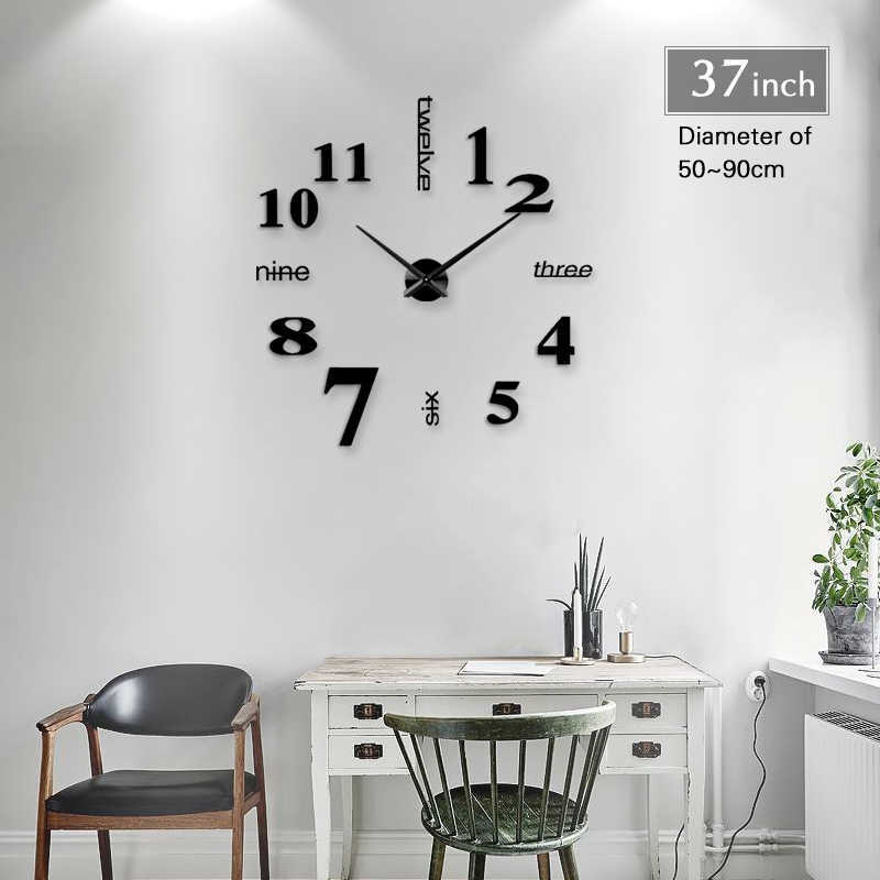 Quartz décoration de la maison grande horloge murale design moderne 3D bricolage grandes horloges murales décoratives miroir autocollant montre mur cadeau unique HKD230825 HKD230825