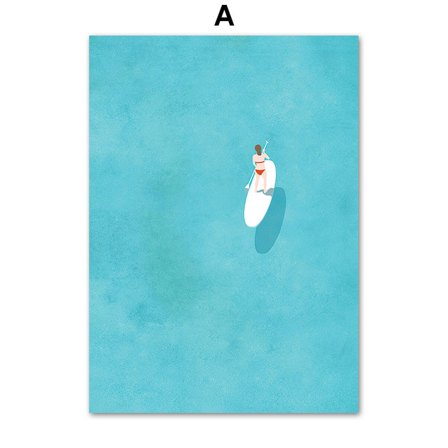 Canvas målning strandval surfare väggkonst surfbräda pool affischer och tryck minimalistiska bilder för vardagsrum sovrum dekor gåva ingen ram wo6