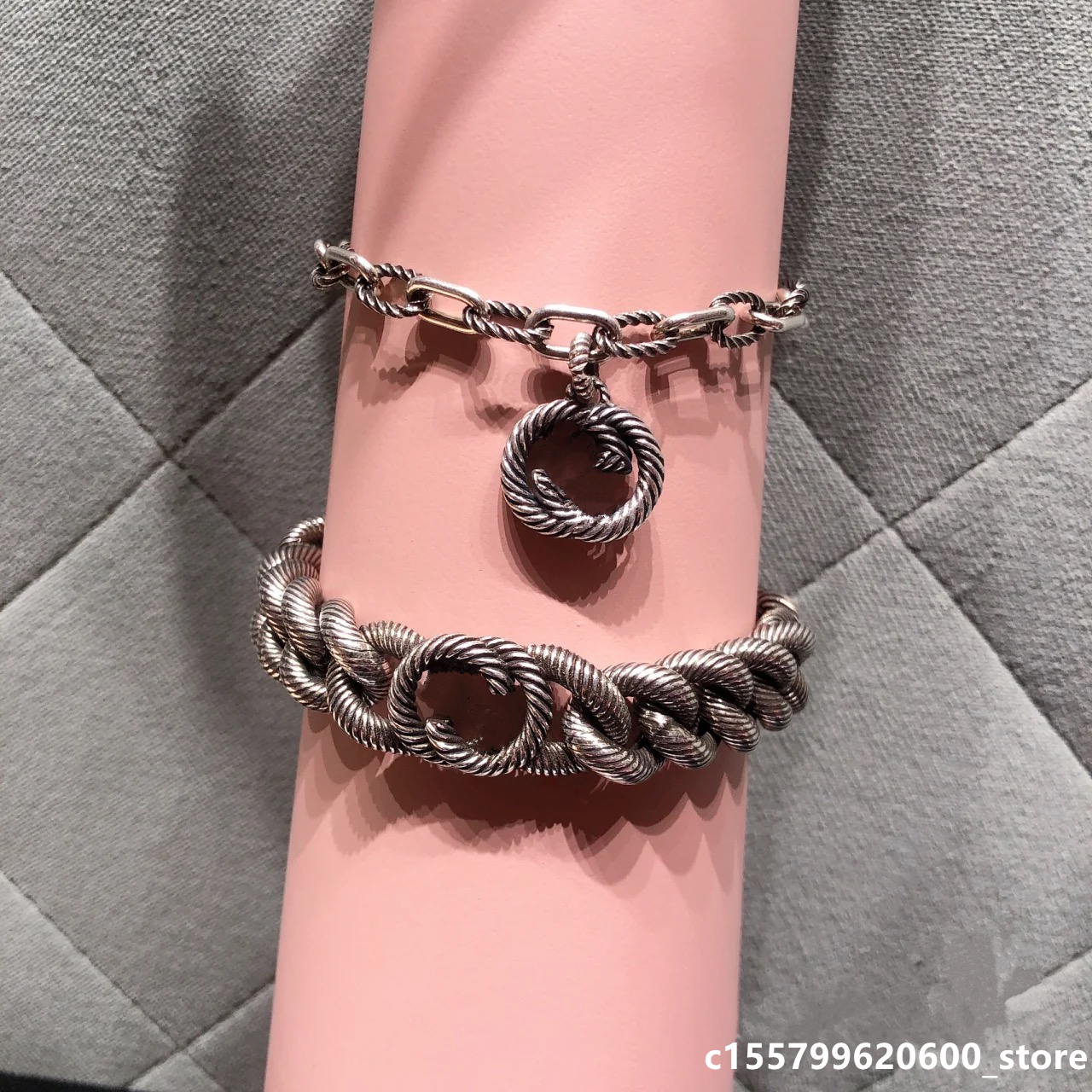 925 Sterling Silver Thai Silver Armband för kvinnor Män Vintage Key Heart Love Punk Jewelry Channel Charms Ghost Chain 2023 Luxury Designer Armband G Dubbla gåvor