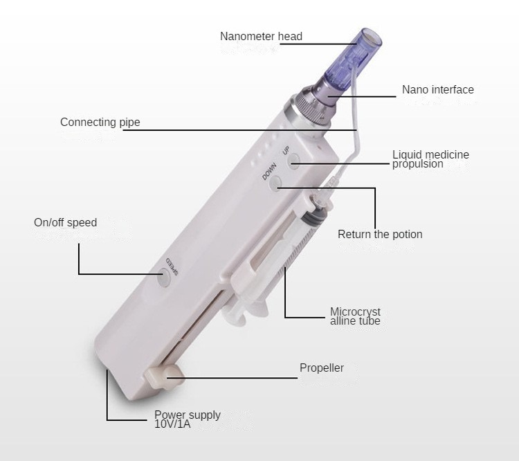 Nano Microcristal Importador Instrumento de Hidratação de Microagulhas Pistola de Beleza Salão de Beleza Instrumento de Microagulhas Elétrico Importador de Mesoterapia Beleza Auto-batente