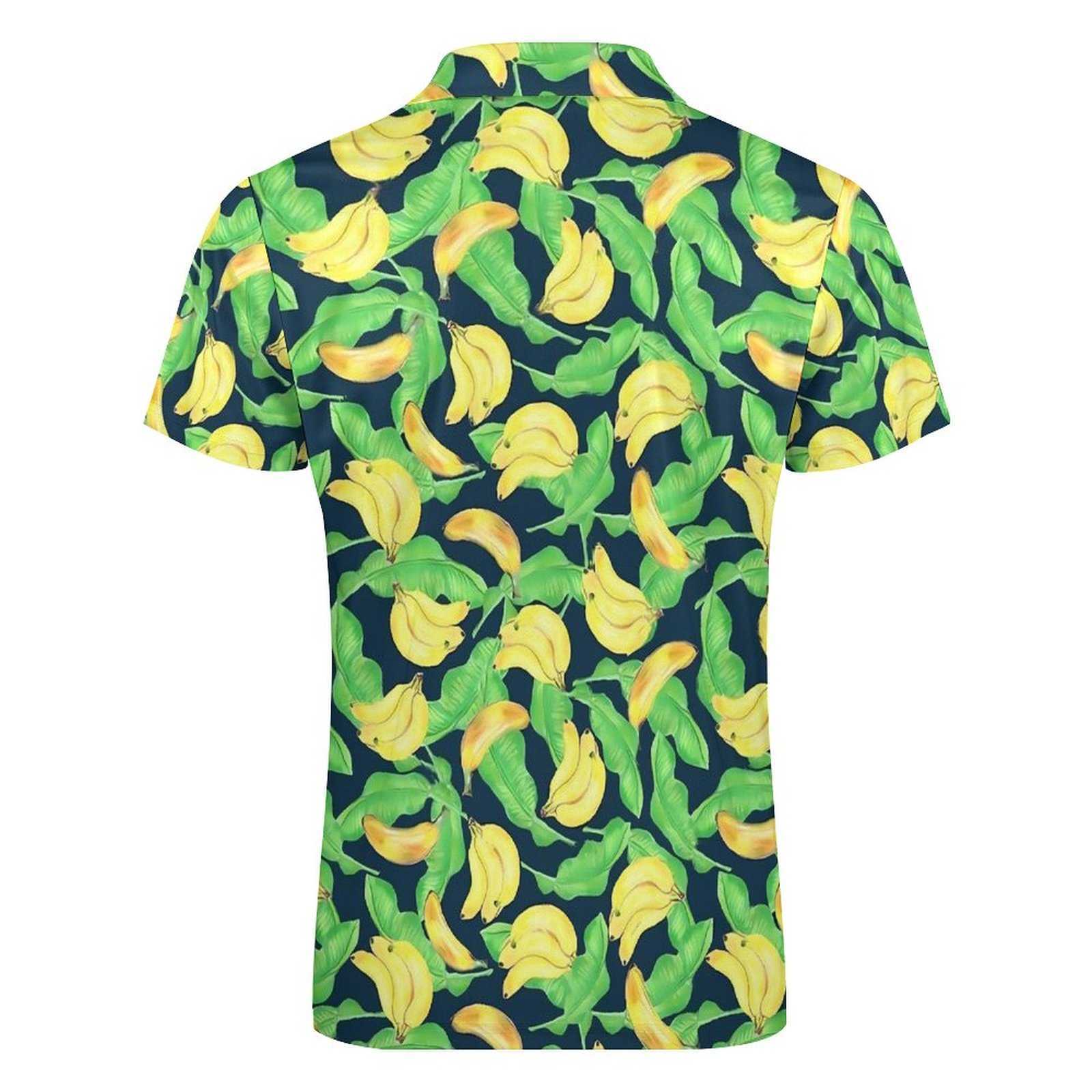 Tropical Banana Polo Shirts Male Fruit Print Casual Shirt Beach Funny Zipper T-Shirts Short Sleeve Custom Oversized Clothing HKD230825