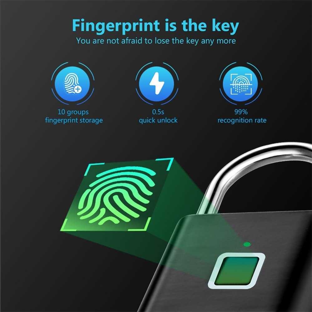 Fingerprint Lock Keyless Waterproof Anti-Theft Smart Lock Fingerprint Padlock Zinc Alloy Intelligent Safety Electronic DoorLock HKD230824