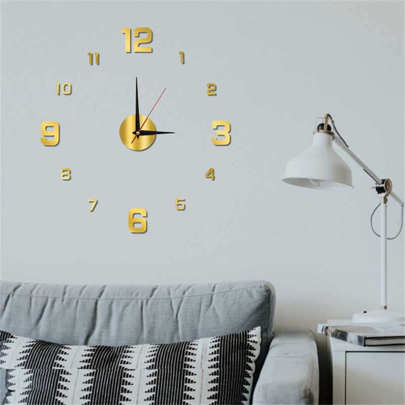 DIY Wall Clock 40cm/16'' Frameless Modern 3D Wall Clock Mirror Sticker Clock for Home Office Hotel Restaurant School Decoration HKD230825 HKD230825