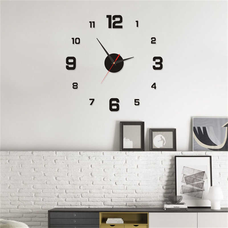 DIY Wall Clock 40cm/16'' Frameless Modern 3D Wall Clock Mirror Sticker Clock for Home Office Hotel Restaurant School Decoration HKD230825 HKD230825