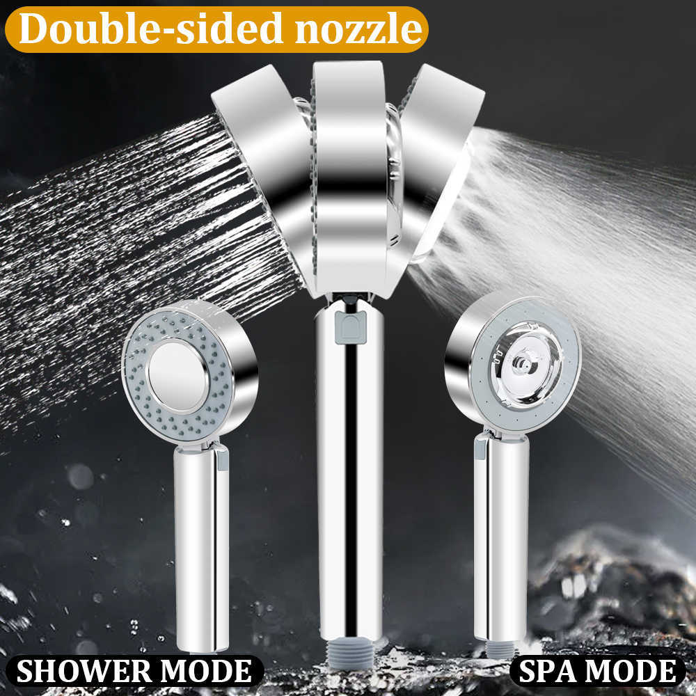 2023 Pommeau de douche chromé Double face, Massage haute pression, 3 modèles réglables, économie d'eau, buse ronde en ABS, accessoires de salle de bains HKD230825 HKD230825