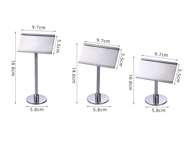 Fournitures de fête en acier inoxydable signe stand billet cadre en métal table place porte-carte menu alimentaire bijoux vêtements étiquette de prix étiquette présentoir SN4453