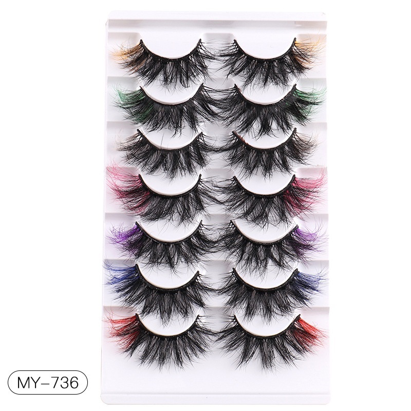 Handmade Reusable Multilayer Fake Eyelashes with Color Fluffy Wispy Thick Natural Colored Lashes Extensions Full Strip Eye Lash