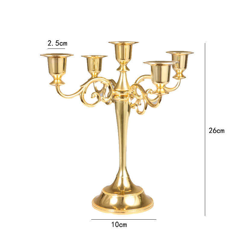 Vintage metalowy stojak na świeca 5 rąk Candelabra Candle Holders for Home Decor Party Wedding Party Dining Bars Centerpiece HKD230825