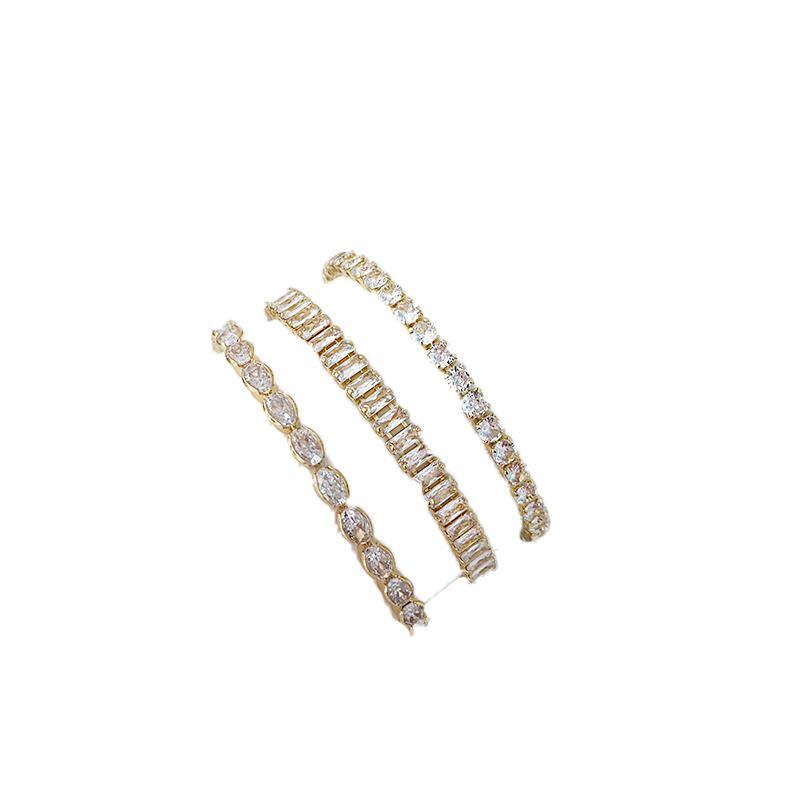 Design alla moda 14k oro oro geometrico Zircone Tennis Bracciale donne Accessori ragazze gioielli di moda coreana AAA Zircon Party 2655006