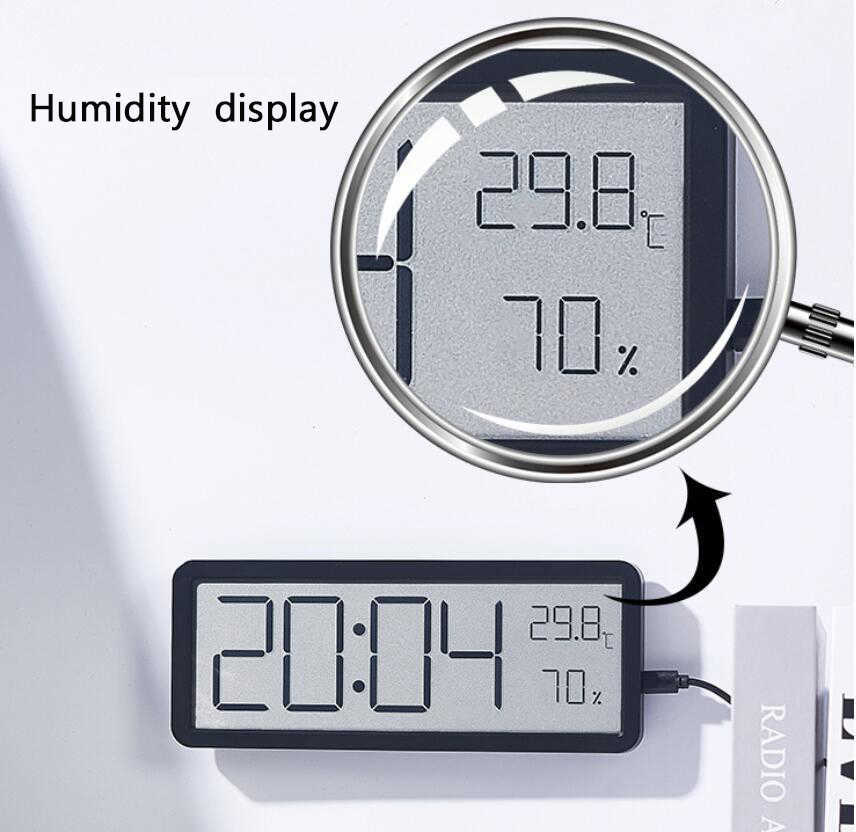 Schermo LCD Orologio da parete digitale Ora Temperatura Umidità Display Orologio elettronico Appeso Orologio digitale da tavolo Alimentato a batteria HKD230825 HKD230825