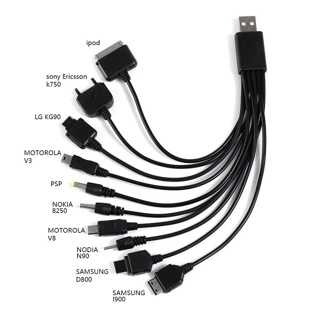 One-to-ten data cable multi-interface charging cable power supply ten-in-one mobile phone USB digital power cable