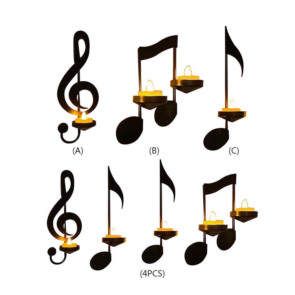 Metall-Musiknote, dekorativer Kerzenständer, Atmosphäre, Requisiten, Wandkerzenhalter, schwarz, langlebig, zum Aufhängen für Heimtextilien, Dekoration HKD230825