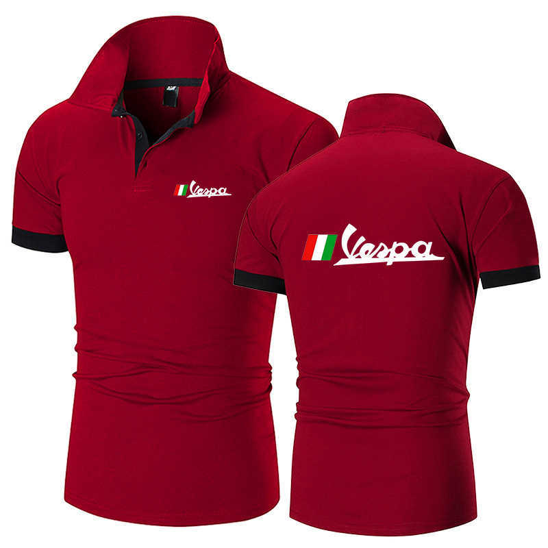 Vespa 2023 dei nuovi uomini di alta qualità girocollo a maniche corte in cotone movimento Polo alla moda Casual Pullover Camicie Top HKD230825