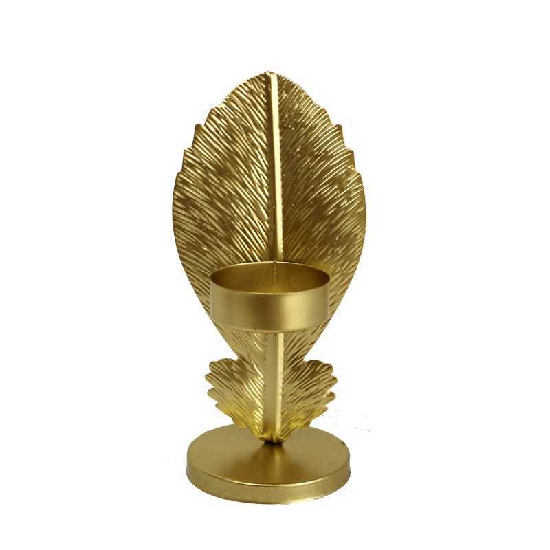 Nordisk dekor smidesjärn ljusstake Creative Leaf Candle Holder Desktop Ornament vardagsrum sovrum restaurang ljusstake hkd230825