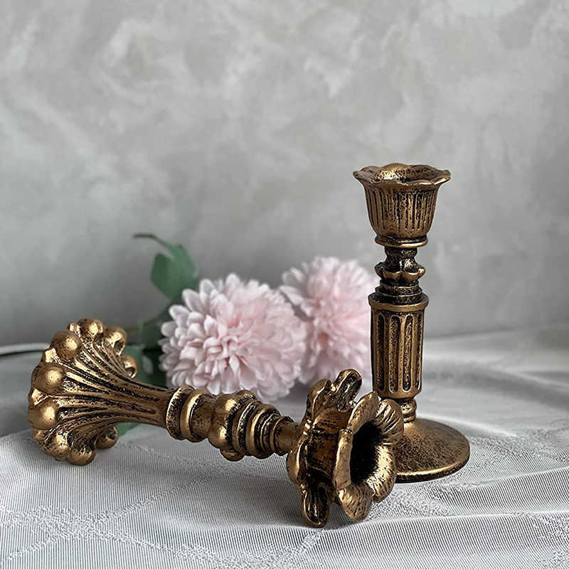 Retro hartsljushållare Nostalgic Antique Candlestick Antirust Candle Stick Table Center Vintage Decor Home Wedding Ornament HKD230825