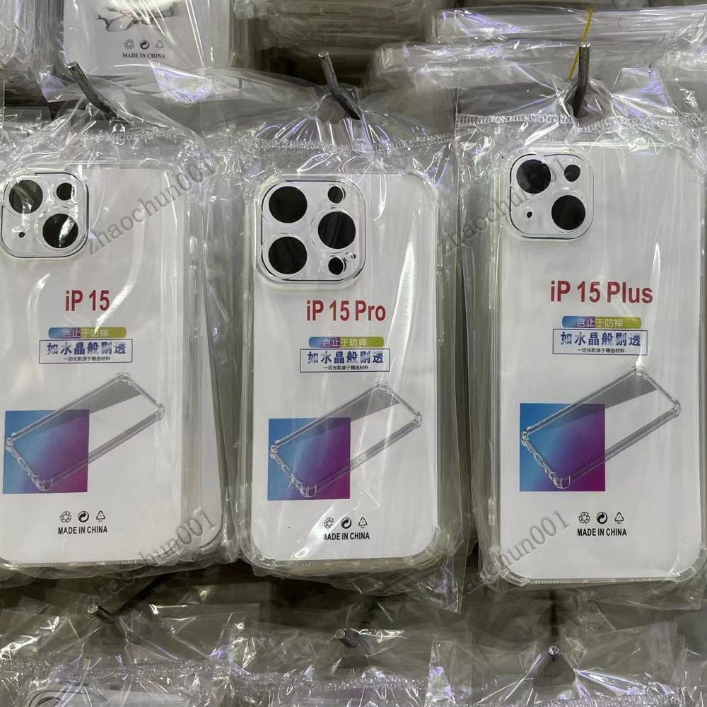 iPhone 15 Pro Max 14 Plus 13 12 11 8 Plus Samsung S23 Ultra A23 A33 A53 A73 A14 A24 A34 A04 용 1.5mm 높은 명확한 소프트 TPU 충격 방지 크리스탈 투명합니다.