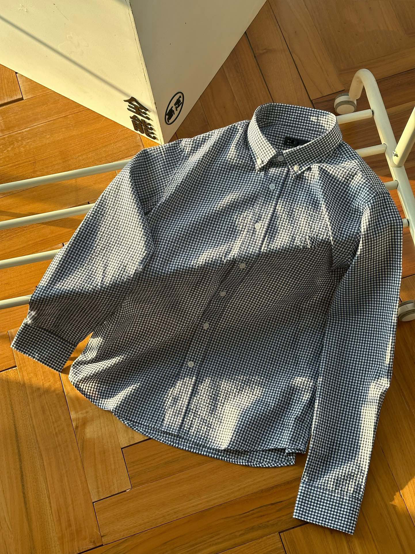 새로운 남성 캐주얼 블라우스 코튼 린넨 셔츠 느슨한 탑 긴 소매 티 셔츠 스프링 가을 캐주얼 셔츠 자수 로고 블루 체크