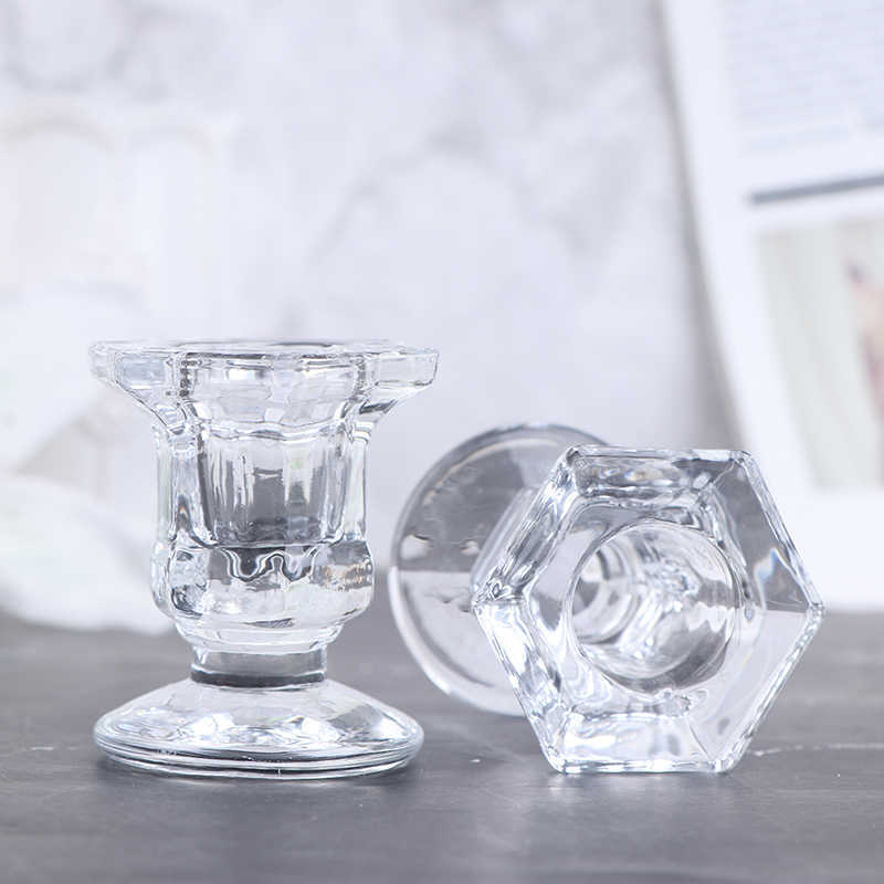 Glasljushållare bröllop ljusstake fin transparent kristallglasljus stativ matsal hem dekoration hkd230825