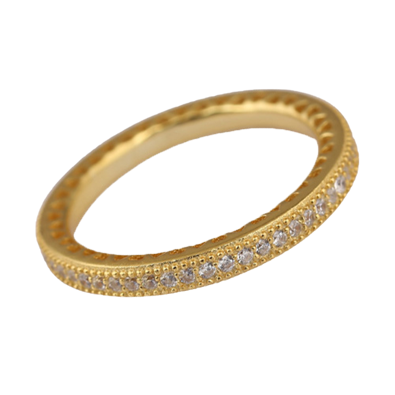 Oryginalny 925 Srebrny pierścionek Złote Stackable Love Hearts z kryształowym pierścieniem dla kobiet Prezent ślubny DIY Modna biżuteria 257Z9965337