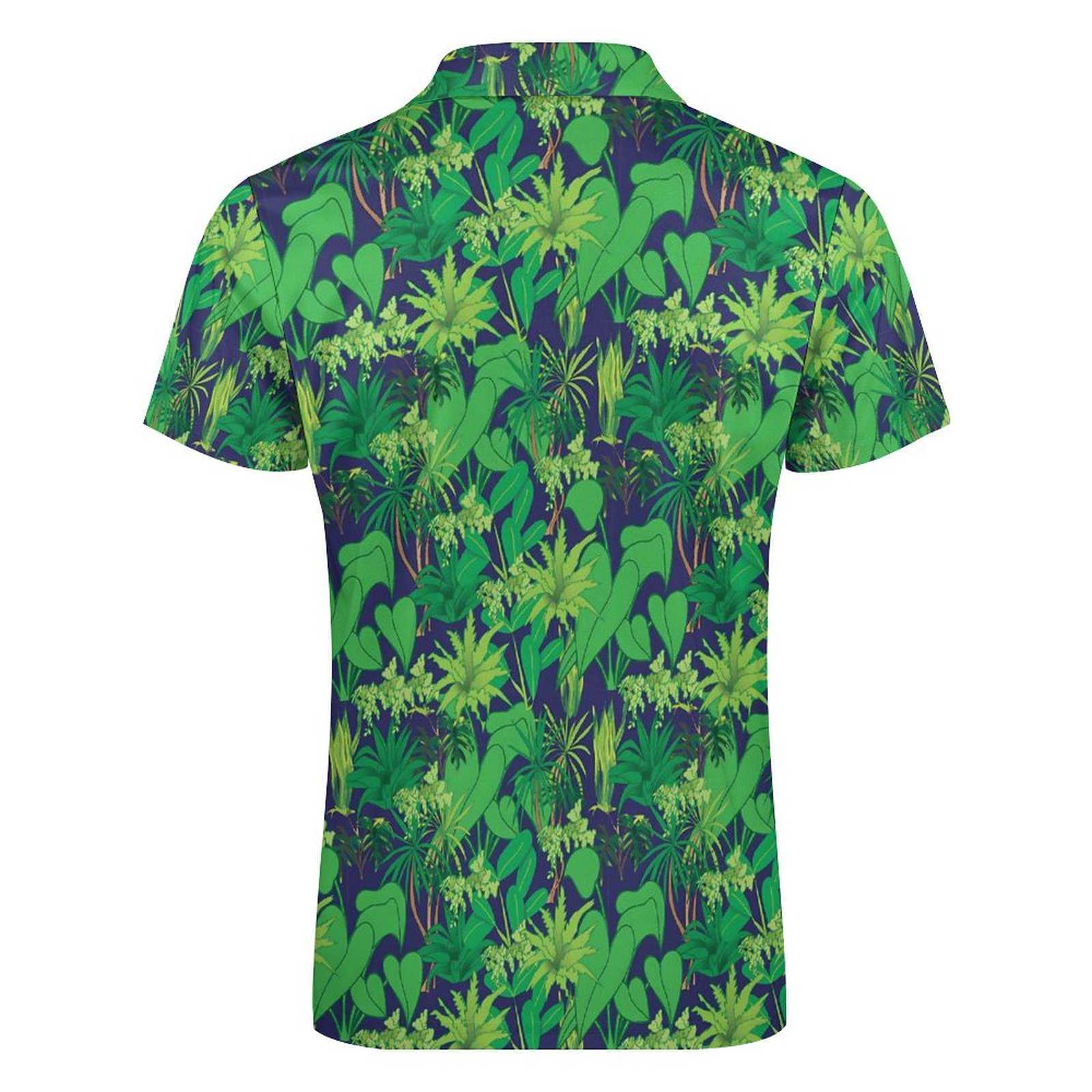 Tropische Planten Poloshirt Groene Bladeren Print Casual Shirt Zomer Trendy Heren Korte Mouw Rits Grafische T-shirts HKD230825