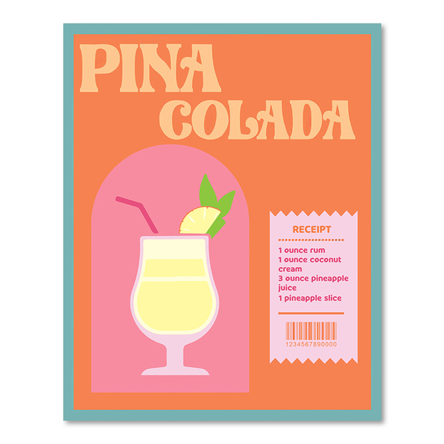 Pink Cocktail Cartoon Poster Nordic Espresso Spritz Fruits Juice Wine Drinks Canvas Painting Art Wall Pictures For Kitchen Bar Club Dining Room Decor No Frame Wo6