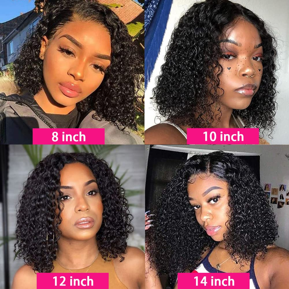 Bob Wig Kinky Curly Short Bob Human Hair Peruki for Women HD 13x4 Przezroczysty koronkowy peruka czołowa peruka ludzkie włosy 180%