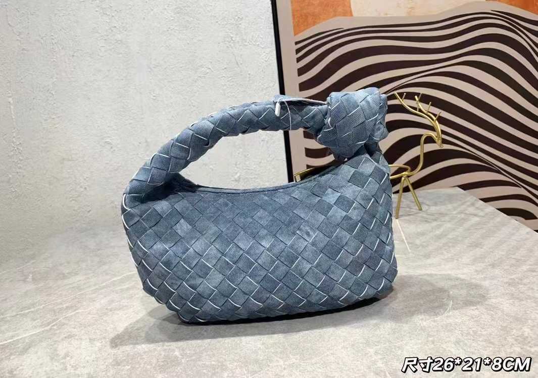 Botteega Venata Bolsos geniales para la noche para adolescentes Bolso de mano de diseñador Jodie de cuero de vaca Tejido a mano Bolso de tendencia de cuero para cena con bola de masa de mezclilla azul Jodies GM4V