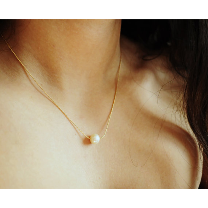 Simple White or Ivory Pearls Necklace Cute Circle Round Pearl Necklaces with Gold Silver Chain for Women Wedding Party2163297