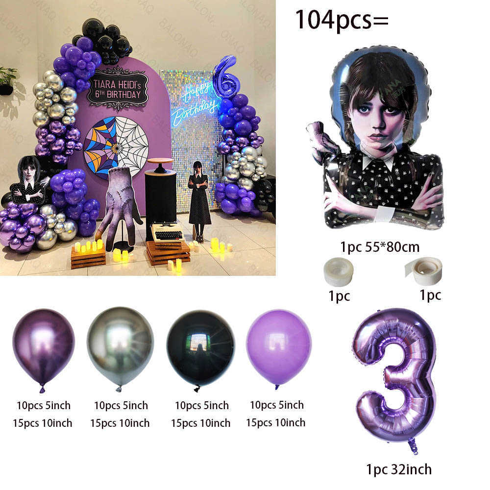 Wednesday Balloons Addams Birthday Party Decoration Kids Shower Boys Girl Supplies Numbers Balloon Decor Background Wall HKD230825 HKD230825